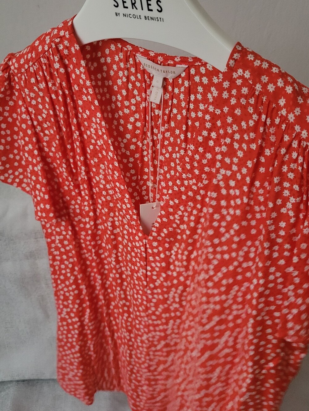 Rebecca Taylor Malia Red Floral Blouse size 6 new - Picture 11 of 12
